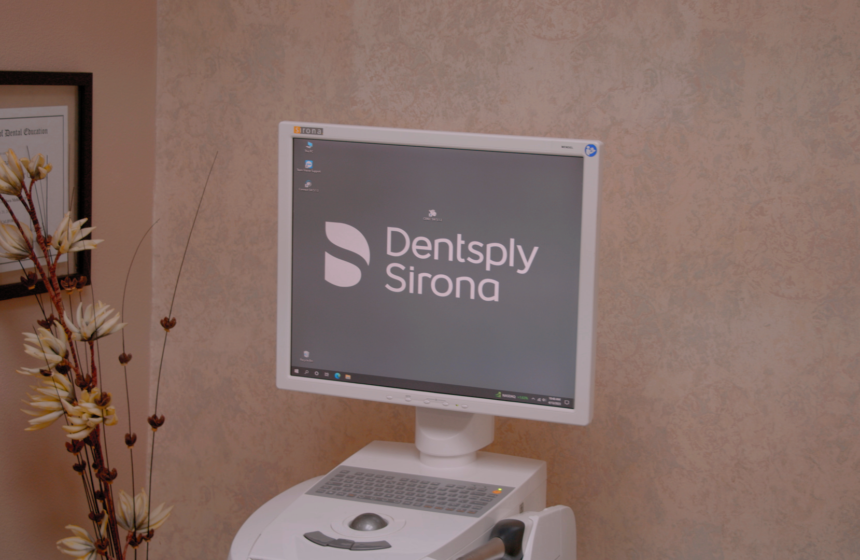 An image showcasing the Sirona display at Serena Family & Cosmetic Dentistry, offering advanced visualizations for treatment planning.