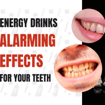 An energy drink can and a set of teeth